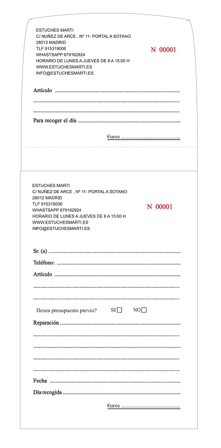 Sobre composturas estandar color blanco (1000uds)