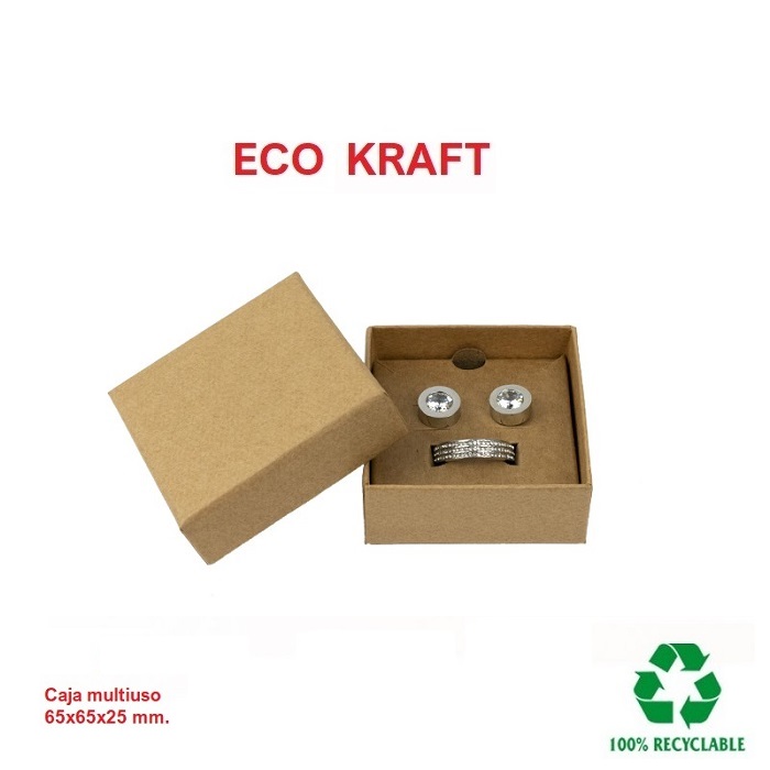 Caja Eco Kraft juego cadena colgante 65x65x29 mm.