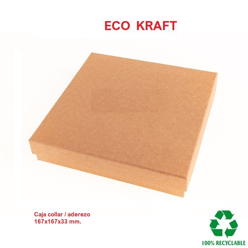 Caja Eco Kraft collar/aderezo 167x167x33 mm.