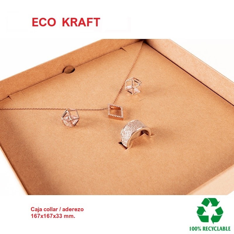 Caja Eco Kraft collar/aderezo 167x167x33 mm.