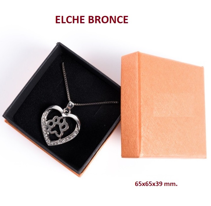 Elche BRONZE box earrings and ring + chain 65x65x39 mm.