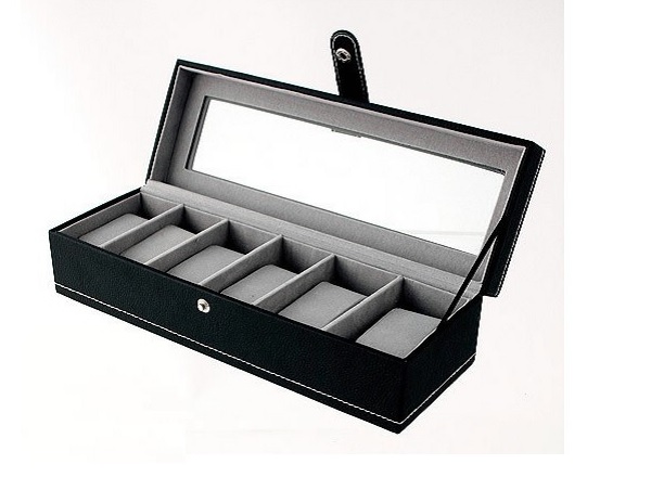 Estuche joyero 6 relojes cojín 330x110x80 mm.
