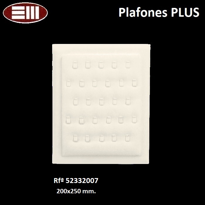 Plafón Plus 27 sortijas lengüeta 200x250 mm.