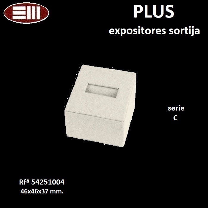 Expositor PLUS sortija labial, prisma rectangular 46x46x37 mm.