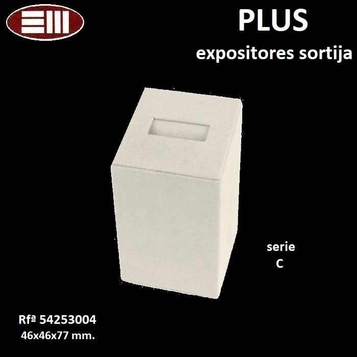 Expositor PLUS sortija labial, prisma rectangular 46x46x77 mm.