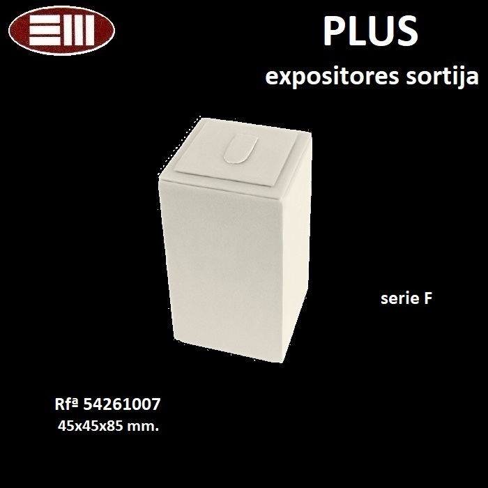 Expositor PLUS sortija lengüeta, prisma rectangular 45x45x85 mm.