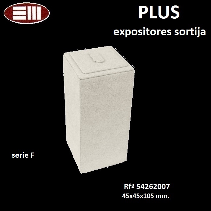 Expositor PLUS sortija lengüeta, prisma rectangular 45x45x105 mm