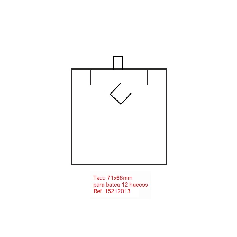 Taco pp colgante + cadena 71x66 mm.