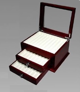 Caja expositor de madera para 26 boligrafos