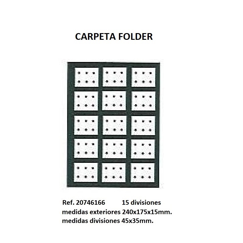 Muestrario Folder 15x3 pares ptes. presión 240x175 mm.