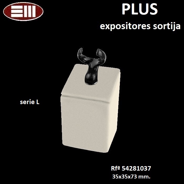 Expositor PLUS prisma cuadrangular fleje sortija 35x35x73 mm.